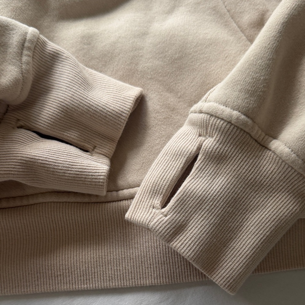 Lululemon Scuba Cropped Half-Zip Hooded Sweatshirt in Soft Beige - Picture 4 of 6